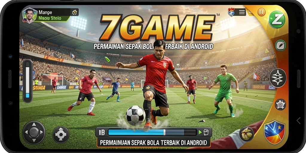Tampilan gameplay intens saat pertandingan sepak bola di 7GAME.
