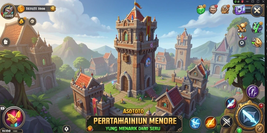 Tampilan gameplay ASDTOTO yang seru dalam pertarungan Tower Defense.