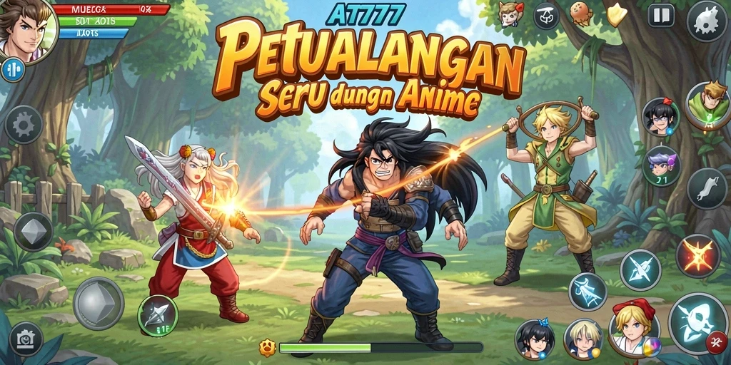 Tampilan gameplay yang menarik di dunia anime yang menakjubkan.