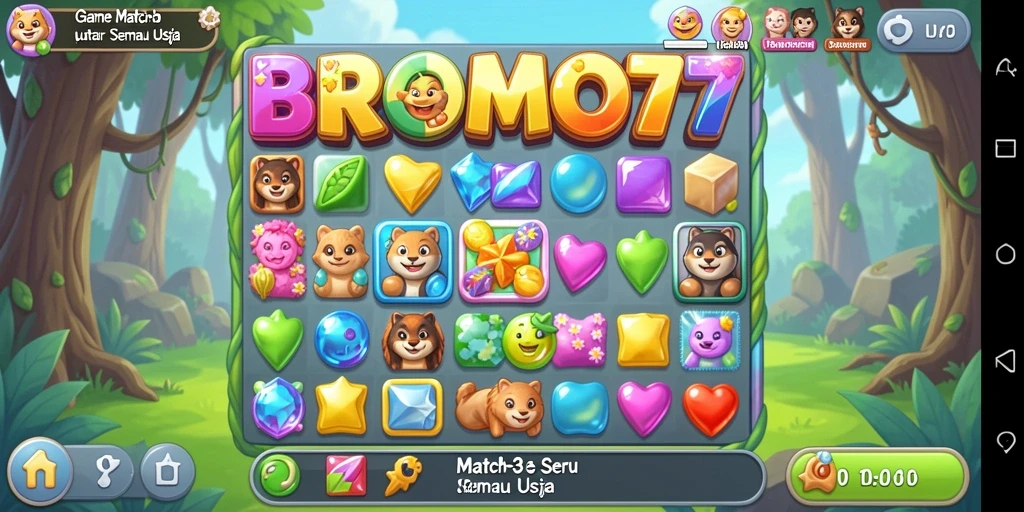 Tampilan gameplay BROMO77 yang penuh warna dan menawan.