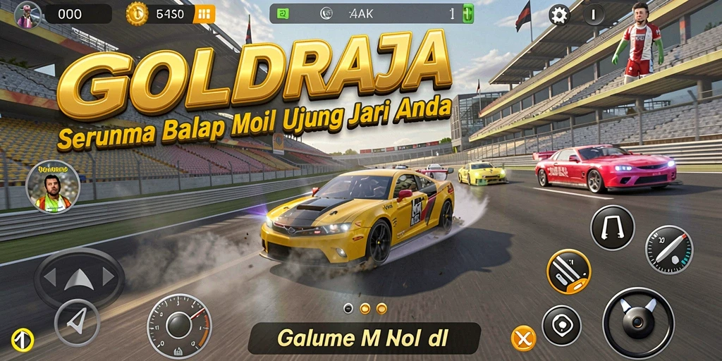Tangkapan layar dari gameplay balapan seru di GOLDRAJA.