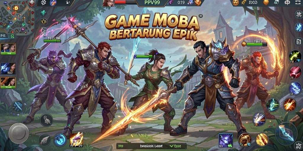 Screenshot gameplay PPV99 yang intens dan penuh aksi di arena MOBA.