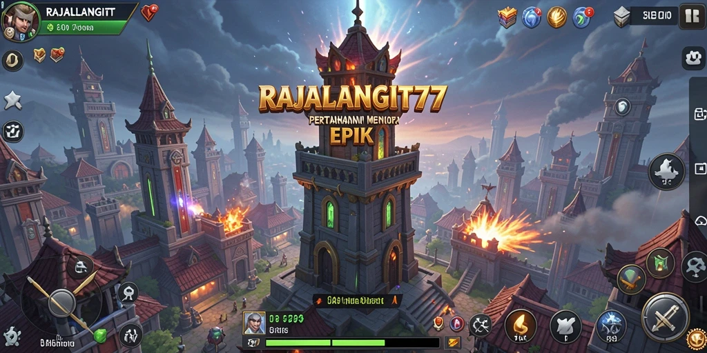 Screenshot gameplay menampilkan menara menakjubkan dalam pertahanan.